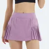 LL Frauen Sport Yoga -Röcke Trainingshorts Zipper Falten -Tennis -Golfrock Anti -Exposition Fitness Kurzrock mit Pocket DK15