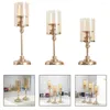 Candle Holders Gold Candlestick Holder With Glass Cover Retro Candlelight Dinner Romantic Desktop Home Decor