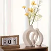 Vases Creux Nordic Moderne Vase en céramique Ensemble de 2 pour la décoration de la maison Boho Fleur Salon Bibliothèque