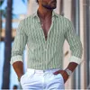 Camisas casuales para hombres Camisa formal Botón Solapa Blanco y negro Rojo Manga larga Cuello a rayas Ropa de trabajo de boda Tamaño grande 6XL