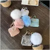 Portachiavi Pompon Borsa in pelle Portachiavi Portamonete Catene Titolari Moda Pu Sacchetti Ciondolo Portachiavi Bigiotteria Donne carine P Dhgarden Dhpus