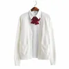 2020 Frühling Cosplay Schuluniform Pullover für Mädchen Frauen Lg Sleeve gestrickte japanische Sailor Uniform Strickjacken mit roter Schleife q0q6 #