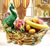 Dekoratif figürinler Avrupa lüks reçine tavus kuşu cam meyve tabağı süs el sanatları dekorasyon ofisi ev mobilyası masaüstü heykelcik