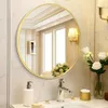 1pc 16''/20'' Round Mounted Wall Mirrors, Light Simple Bathroom Bedroom Living Room Glass Vanity Mirror, Home Decor