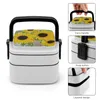 Geschirr, Sonnenblumen, Bento-Box, Lunch-Thermobehälter, 2-lagig, gesunde Sonnenblume, gelbe Blume, Blumenmuster