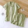 Home Kleding Korte mouwen Shorts Koppels Pyjama Set 2024 Zomer Katoen Lichtgewicht Pyjama-sets Mannen en Vrouwen Casual Ademend Nachtkleding