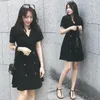 Casual Dresses Summer Korean-Style Plus-sized Women's Loose-Fit Dress Top Black Skirt Woman Vestido De Mujer Femme Robe