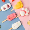 Baking Moulds 3D Silicone Ice Cream Mold With Lid Reusable Handmade Eco-Friendly Cute Cartoon Popsicle Mould