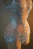 scintillante Rhinestes Body per le donne Maglia sexy See Through Dance Outfit Performance Costume Cantante Ballerino Spettacolo Stage Wear U5i4 #