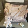 Cute Rabbit Bear Embroidery Dumpling Bag Large Capacity Tote Bags for Women Y2k Vintage Casual Pink Travel Shoulder Handbags 240322