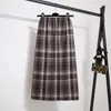 Jupes automne hiver Vintage laine Plaid longues femmes taille haute grande taille 4XL une ligne noir vert café Style coréen vêtements