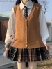 Корейская школьная форма JK для девочек, женская зимняя японская кавайная форма для косплея, теплое черное твидовое пальто и свитер, жилет, комплекты униформы k4mU #