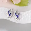 Stud Earrings Women's Fashion Simple Leaf Shape Inlay White Zircon Cocktail Party Fine Jewelry Gifts