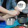 Ciotole Ciotola da picnic Accessorio da campeggio con manico Tazze da zuppa Maniglie Attrezzatura da cucina in acciaio inossidabile Pentole per acqua potabile