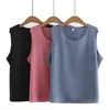 4XL Summer Plus Taille Basic Débardeur Femmes 2023 Glace Soie Satin O-cou T-shirts Sleevel Tops Surdimensionné Courbe Vêtements S1Mv #