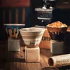 Koppar Saucers Creative Retro Ceramic Coffee Cup Rough Pottery Tea Japan Latte Pull Flower Porcelain Hushållen avsmalnande mugg