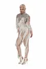 LG Sleeves Białe drukowanie Tassel Seksowne nagie Jumpsuits For Women Drag Queen Party Ubranie Scena Piosenkarka Kostum