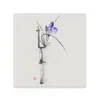 Tischsets, lila Iris-Blume in Bambusvase, japanisches Stillleben, Tuschemalerei, Kunstdruck, Keramik-Untersetzer (quadratisch), Topf Kawaii
