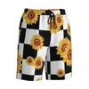 Męskie spodenki Summer Gym Man Sunflower Sport Checkerboard Druku