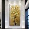 Bonne chance arbre feng shui peinture fleur peinture de peinture de paysage fleur chanceux grand arbre doré mur suspendu toile de peinture de peinture de peinture de peinture de plantes décor