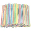 Engångskoppar Straws 5000st Bendable Drinking Straw Flexible Multi Coloured Rands för Party Smoothie Milkshake Cocktail