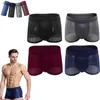 Cuecas 4pcs cor sólida gelo malha roupa interior masculina porta traseira japão