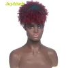 Peruparas joyluck faixa de cabeça peruca africana feminina peruca de turbante sintética Head Wig Blue Wrap and Wig Linked Wigs Wigs