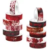 Gift Wrap Halloween Craft Wrapping Tape Bloody Hand Bleeding Transparent Roll Self-adhesive Washi DIY Handbag Material Pack 12pcs