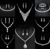 Värdebelt lab diamantsmycken Set Sterling Silver Wedding Halsband örhängen för kvinnor brudgagemang smycken gåva y6qb#