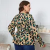 Della Mel 3XL 4XL Plus Size Women Elegant Sexy V-Neck Leopard Print Tunic Tunic Shirt Office Fi Top Big Size Blouse R5FK#
