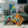 Travesseiro aquarela pássaro capa de almofada decoração para casa sofá de escritório Y240401