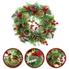 Fiori decorativi Bacca Candeliere natalizio Ghirlanda (foglie verdi di pino bianco) Decorazioni per la casa Anelli di plastica per pilastri