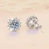 Boucles d'oreilles Cocosily 0.5CT D couleur GRA Certification Moissanite S925 argent Sterling femmes tournesol Simple classique fleur bijoux