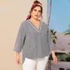 2022 FI Summer Women Plouse Plouse Shirt بالإضافة إلى حجم الإناث V الرقبة LG Sleeve غير منتظم قمم كبيرة الحجم L4ti#