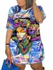 lw Plus Size Figura Rua Carta Imprimir Patchwork Azul Na Altura Do Joelho Dr Oversized T-shirt Mulheres Verão Y2K Outfit Namorado Tee k4p3 #