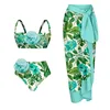 Women's Swimwear 2024 3D Flower Bikini Underwire Swimsuit with Skirt High Waist for Women Push Up Two Piece Bathing Suits Summer Female yq240330