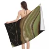Handdukgrön och brun fraktal holländsk häll 80x130 cm bad ljust tryckt för badrumsresegåva