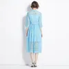 Boutique Women Lace Dress Summer Autumn Hollow Water-soluble Lace Dress High-end Noble Lady Dress OL Party Runway Dresses