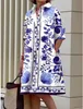 Summer Shirt Dress White Blue Evening Vintage Dresses Party Long Womens Loose Clowns Only Celadon Printed 240325