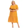 Plus Size Short Sleeve Summer Casual Loose Solid Color Dresses For Fat Women 240322