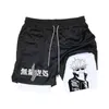 Jujutsu Kaisen Anime Gym Shorts Men 2 i 1 Performance Sports Short Pants Workout Fitness Jogging Quick Dry Running Black 240323