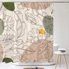 Douchegordijnen Scandinavische stijl gordijn Plant Bladeren Bad Print Polyester Stof Waterdichte badkamer met haken Scherm