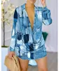 Designer Women V Neck low-cut sexy Shirt New Spring Chain Royal Printed Blouse Floral Blouses Fashion Shirts Tops Long Sleeved Shirt dress