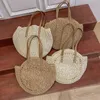 Verão redondo sacos de palha para mulheres rattan bolsa de ombro viagem artesanal tecido bolsas de praia feminino grande capacidade totes saco n0q6 #