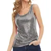 Blouses Femmes Femmes Paillettes Tops Solide Couleur Décoration Sans Manches Col Rond Pull Stage Show Glitter Po Prop Camis Lady Vest