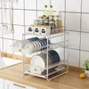 Kitchen Storage AOLIVIYA Tiered Rack Double-layer Cabinet Dishes Tableware Organizer Sink Plate Drain Countertop Spice