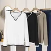 Stilvolle Blockfarbe V-Ausschnitt Pullover Damen Plus Size Herbst Winter Freizeitkleidung LG Sleeve Jumper Strickpullover H7 8732 I6ui #