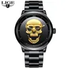 Zegarek Lige Szkielet Mężczyźni Watch Top Mand Casual 3D Skull Pełna stalowa wodoodporna Wodoodporna Wojskowe Sporty Mężczyzny Kwarcowy Zegarek Relogio Masculino 24329