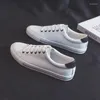 Chaussures décontractées pour hommes, simples, tout-assorties, Ulzzang, basses, plates, tendance, étudiantes, en cuir, toile