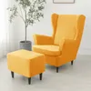 Cadeira cobre macio veludo asa capa estiramento elástico wingback sofá cor sólida poltrona slipcovers com almofada de assento